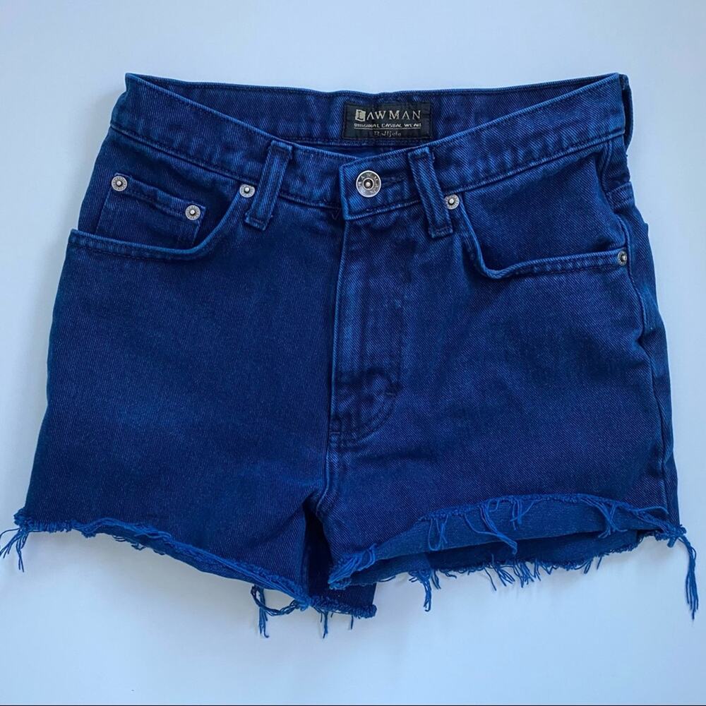 Lawman Original Casual Wear Dyed Blue Denim Cutoff Shorts Size 28